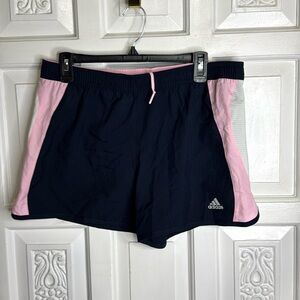 Adidas Blue/Pink/White With Logo Lightweight Shorts Size Medium